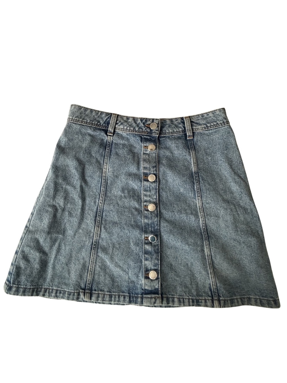H&M Divided denim light wash high rise mini skirt